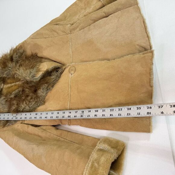 St. John's Bay Coat Womens Medium Tan Long Sleeve Genuine Leather Penny Lane - Picture 5 of 10